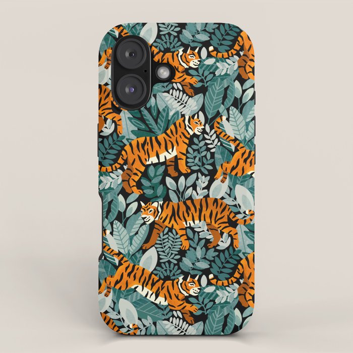 Bengal Tiger Teal Jungle iPhone Case Gallery Image 1
