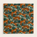 Bengal Tiger Teal Jungle Wood Wall Art Gallery Image 1