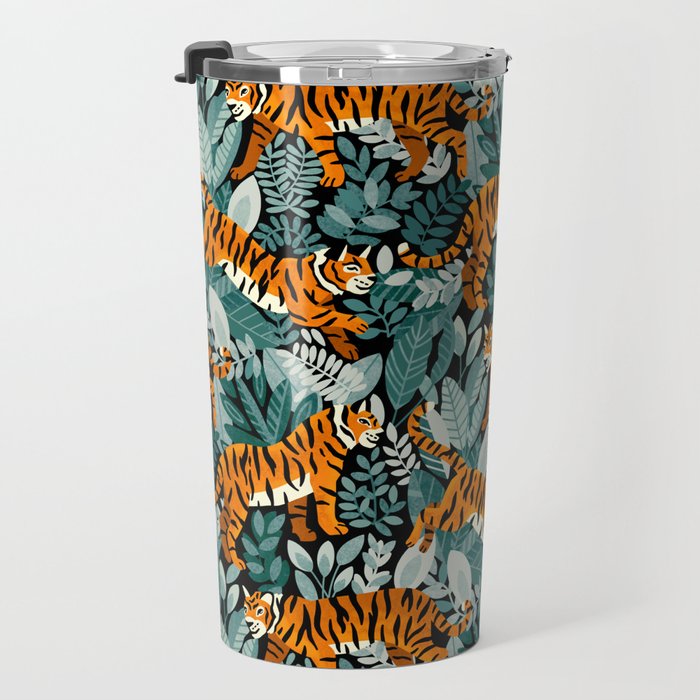 Bengal Tiger Teal Jungle Travel Mug Gallery Image 3