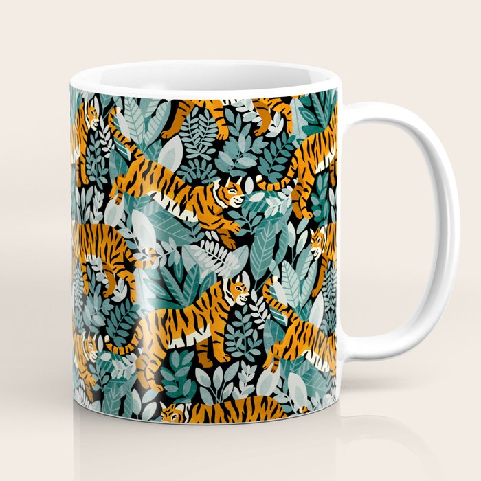 Bengal Tiger Teal Jungle Coffee Mug Gallery Image 1