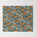 Bengal Tiger Teal Jungle Throw Blanket Gallery Image 2