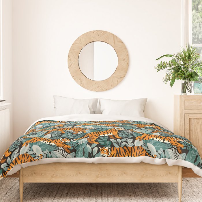 Bengal Tiger Teal Jungle Duvet Cover Gallery Image 3