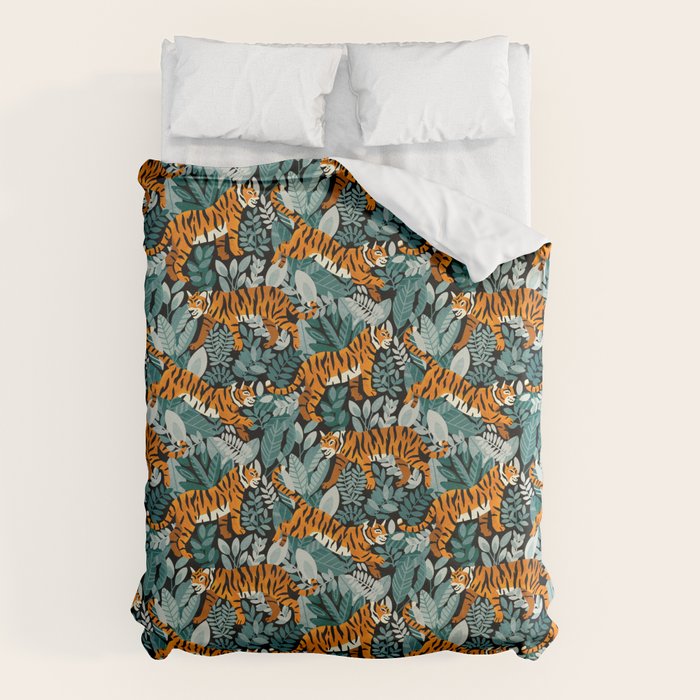 Bengal Tiger Teal Jungle Duvet Cover Gallery Image 6