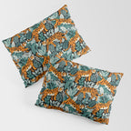 Bengal Tiger Teal Jungle Pillow Sham Gallery Image 3