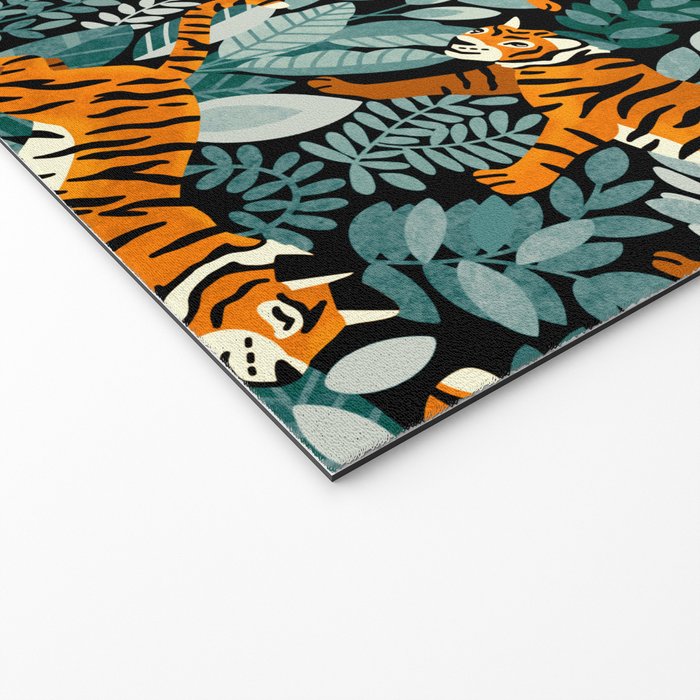 Bengal Tiger Teal Jungle Welcome Mat Gallery Image 2
