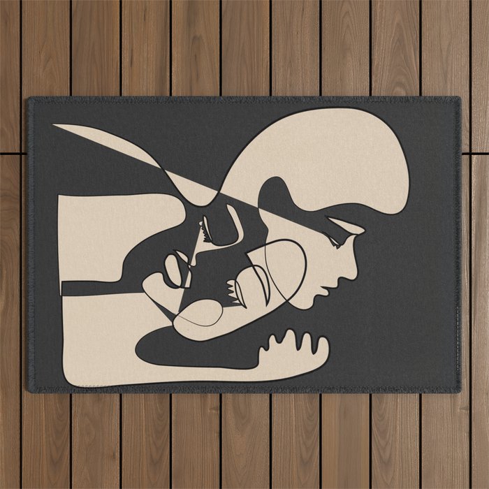 Abstract Faces 13 Outdoor Rug Gallery Image 1