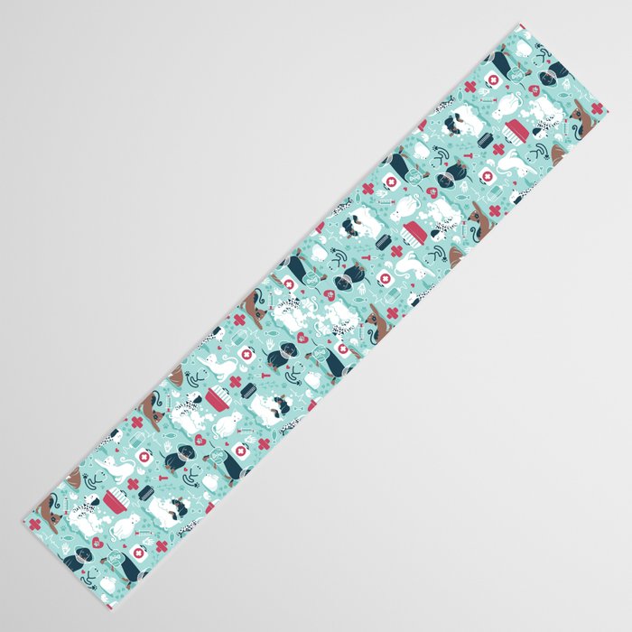 Veterinary medicine, happy and healthy friends // aqua background Table Runner Gallery Image 3