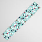 Veterinary medicine, happy and healthy friends // aqua background Table Runner Gallery Image 3