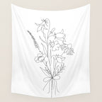 Small Wildflowers Minimalist Line Art Wall Tapestry Gallery Image 4