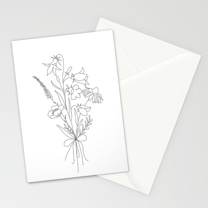 Small Wildflowers Minimalist Line Art Stationery Card Gallery Image 2