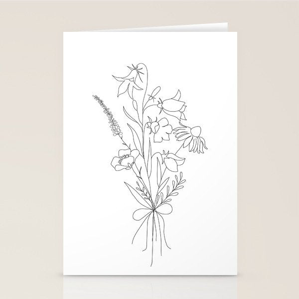 Small Wildflowers Minimalist Line Art Stationery Card Gallery Image 1