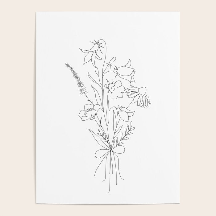 Small Wildflowers Minimalist Line Art Poster Gallery Image 4
