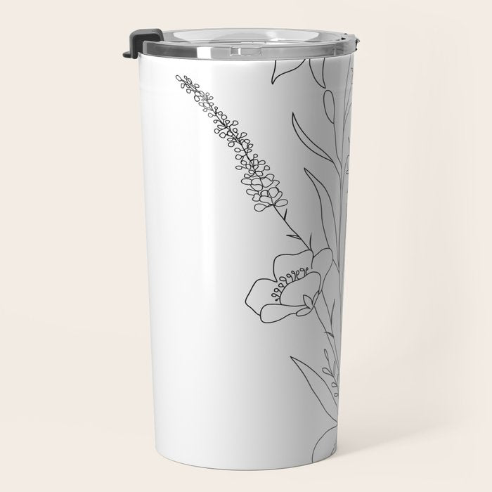 Small Wildflowers Minimalist Line Art Travel Mug Gallery Image 3