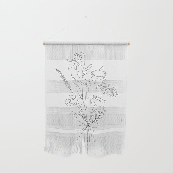 Small Wildflowers Minimalist Line Art Wall Hanging Gallery Image 1