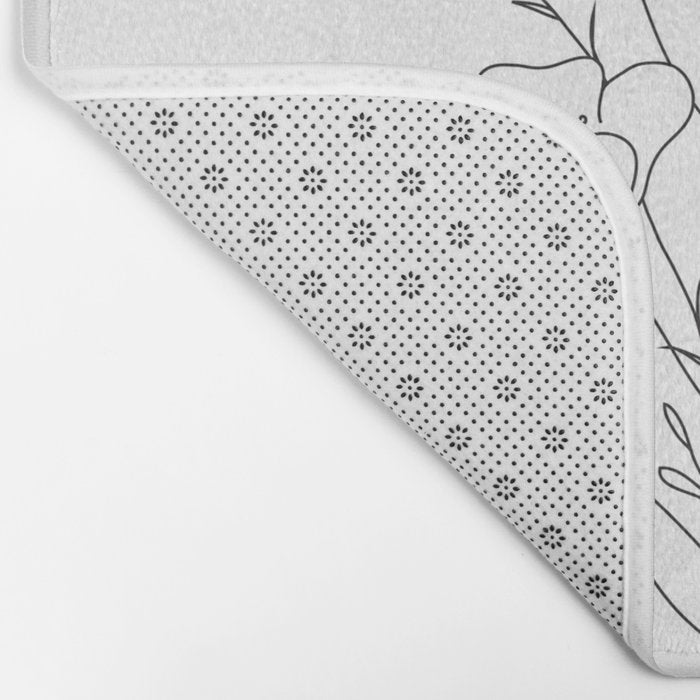 Small Wildflowers Minimalist Line Art Bath Mat Gallery Image 2