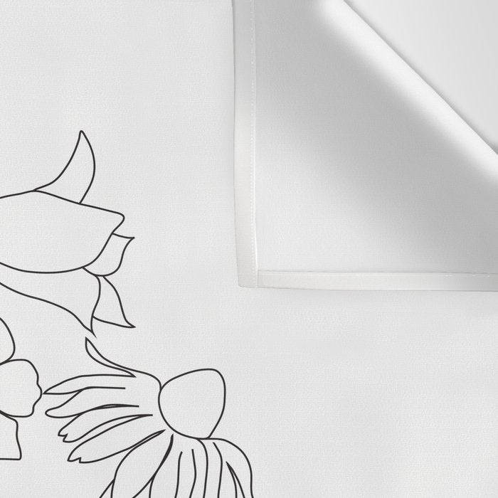 Small Wildflowers Minimalist Line Art Wall Tapestry Gallery Image 3