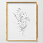 Small Wildflowers Minimalist Line Art Serving Tray Gallery Image 1