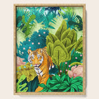 Jungle Tiger | Modern Bohemian Colorful Forest | Tropical Botanical Nature Watercolor Painting Serving Tray Gallery Image 1