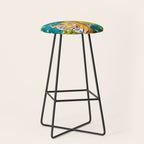 Jungle Tiger | Modern Bohemian Colorful Forest | Tropical Botanical Nature Watercolor Painting Stool Gallery Image 1