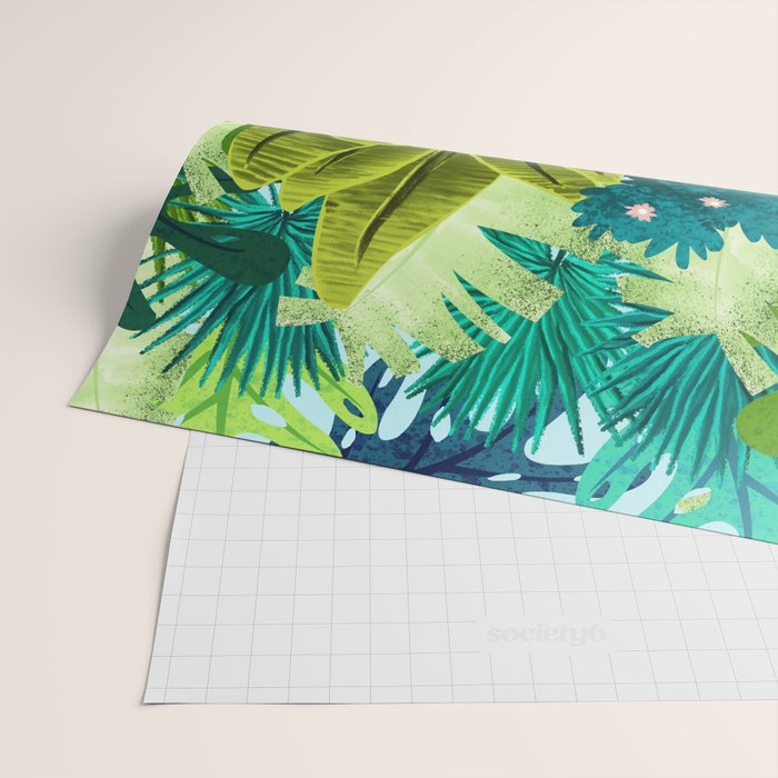 Jungle Tiger | Modern Bohemian Colorful Forest | Tropical Botanical Nature Watercolor Painting Wrapping Paper Gallery Image 2