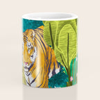 Jungle Tiger | Modern Bohemian Colorful Forest | Tropical Botanical Nature Watercolor Painting Coffee Mug Gallery Image 4