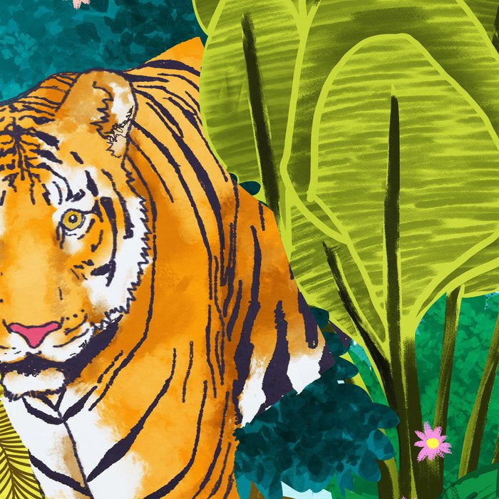 Jungle Tiger | Modern Bohemian Colorful Forest | Tropical Botanical Nature Watercolor Painting Coffee Mug Gallery Image 2