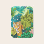 Jungle Tiger | Modern Bohemian Colorful Forest | Tropical Botanical Nature Watercolor Painting Bath Mat Gallery Image 1