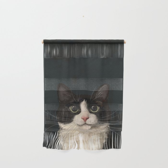 Tuxedo Cat Portrait Wall Hanging Gallery Image 1