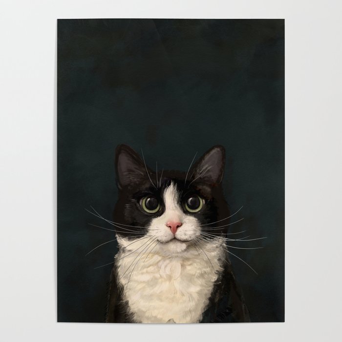 Tuxedo Cat Portrait Poster Gallery Image 1