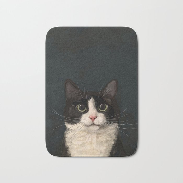 Tuxedo Cat Portrait Bath Mat Gallery Image 1