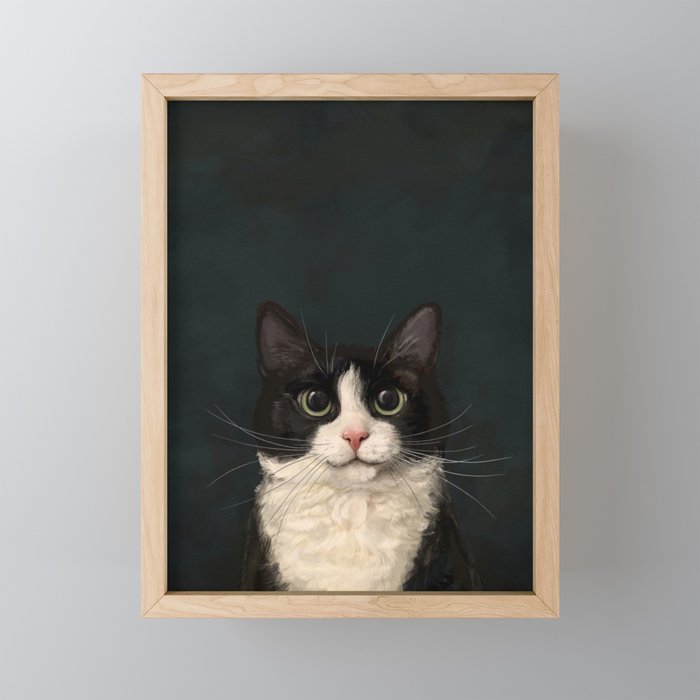 Tuxedo Cat Portrait Mini Art Print Gallery Image 1