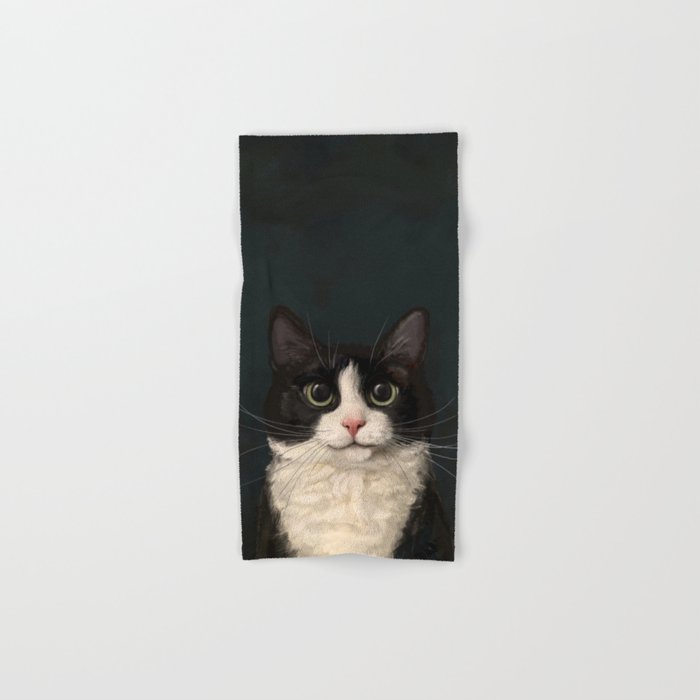 Tuxedo Cat Portrait Bath Towel Gallery Image 1