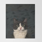 Tuxedo Cat Portrait Throw Blanket Gallery Image 2