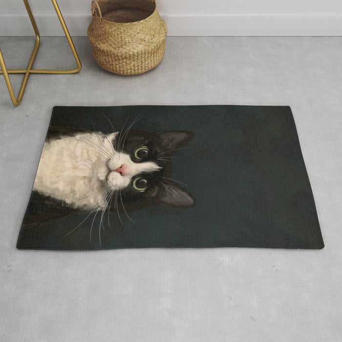 Tuxedo Cat Portrait Rug Gallery Image 1