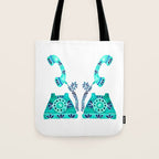 Vintage Rotary Phone - Turquoise Palette Tote Bag Gallery Image 1