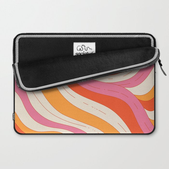 Orange Pink Abstract Retro 70s Laptop Sleeve Gallery Image 2