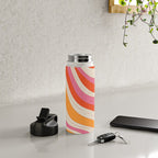 Orange Pink Abstract Retro 70s Water Bottle Gallery Image 4
