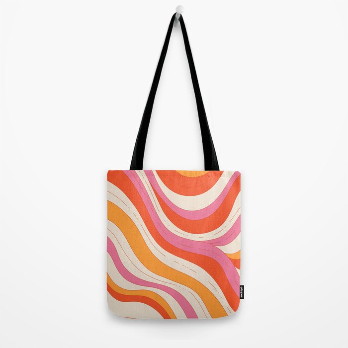 Orange Pink Abstract Retro 70s Tote Bag Gallery Image 2