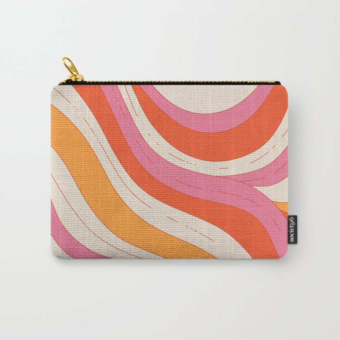Orange Pink Abstract Retro 70s Carry All Pouch Gallery Image 1