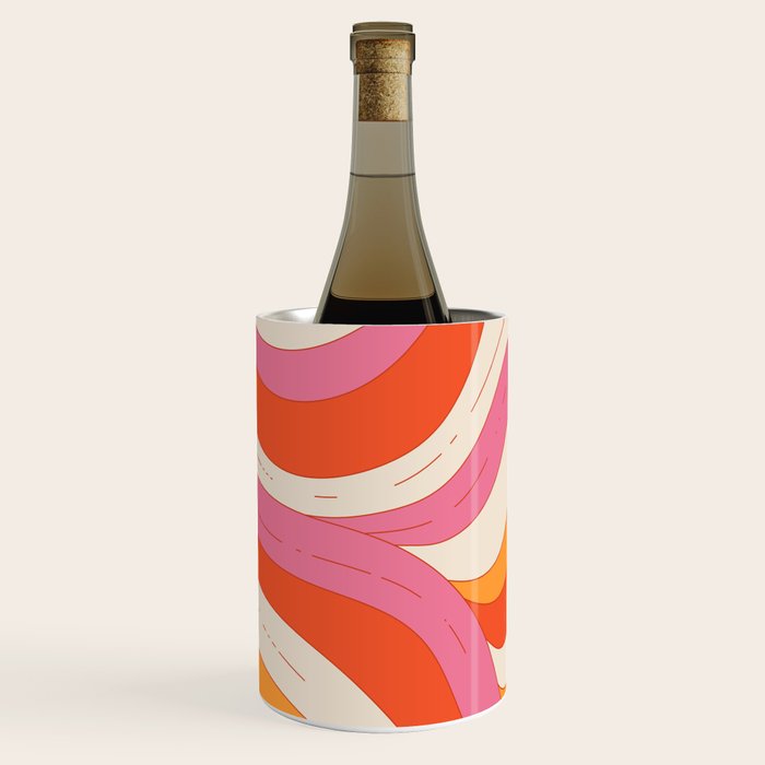 Orange Pink Abstract Retro 70s Wine Chiller Gallery Image 3