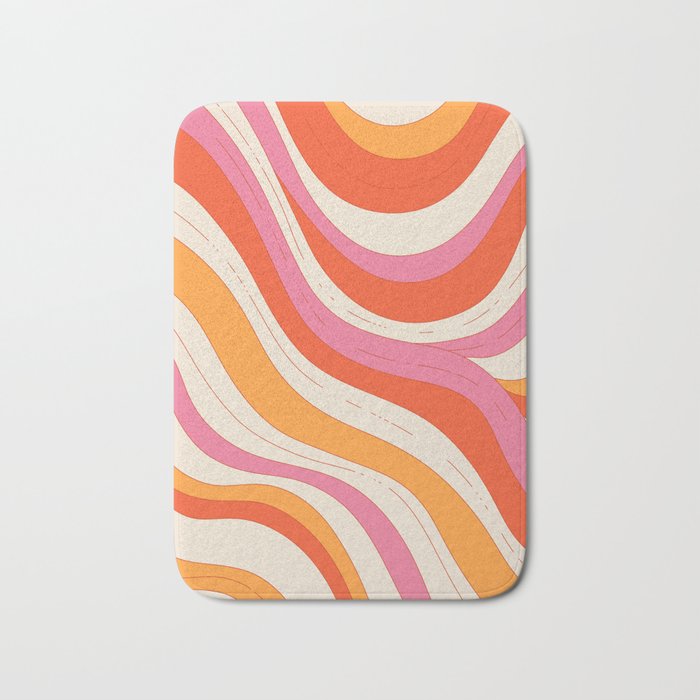 Orange Pink Abstract Retro 70s Bath Mat Gallery Image 1