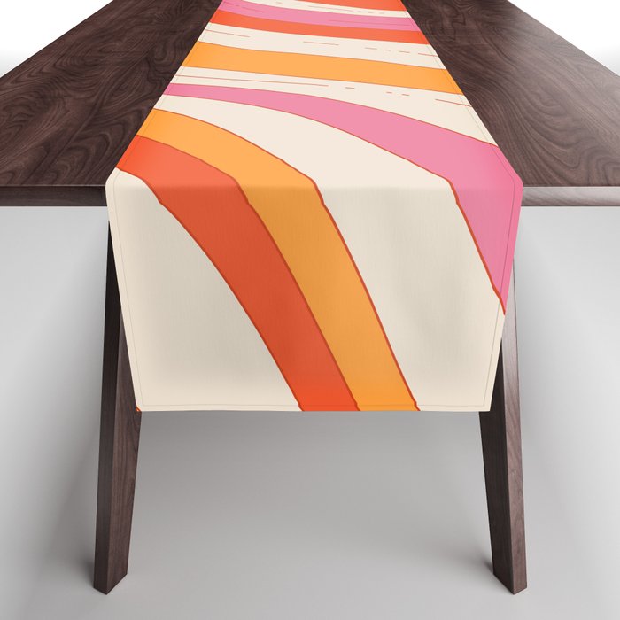 Orange Pink Abstract Retro 70s Table Runner Gallery Image 1