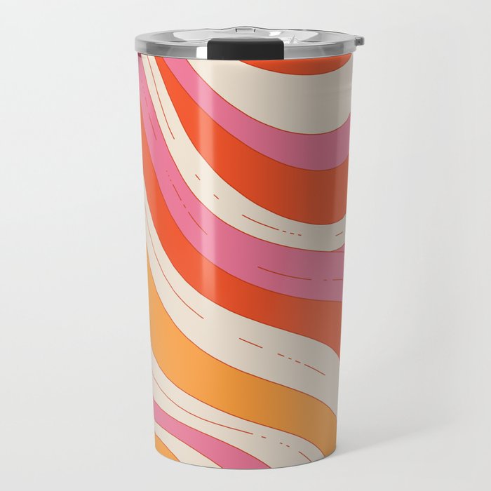 Orange Pink Abstract Retro 70s Travel Mug Gallery Image 1