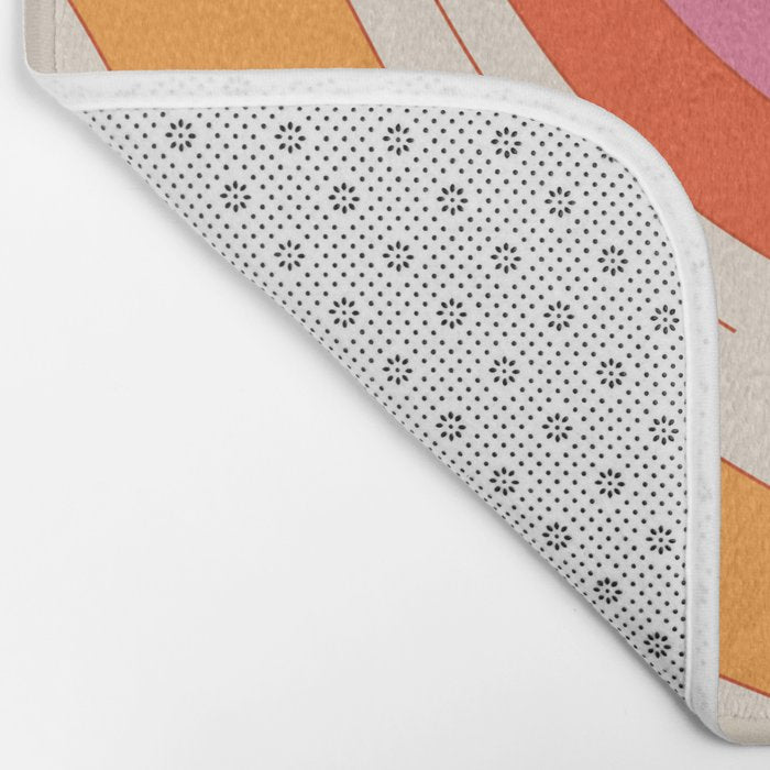 Orange Pink Abstract Retro 70s Bath Mat Gallery Image 2