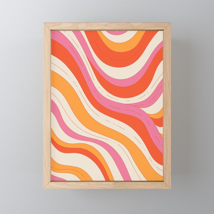 Orange Pink Abstract Retro 70s Mini Art Print Gallery Image 1