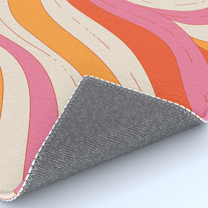 Orange Pink Abstract Retro 70s Rug Gallery Image 4