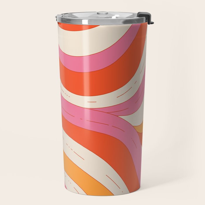Orange Pink Abstract Retro 70s Travel Mug Gallery Image 2