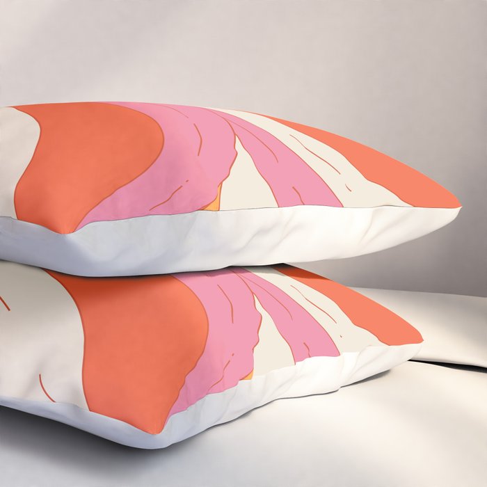 Orange Pink Abstract Retro 70s Pillow Sham Gallery Image 3