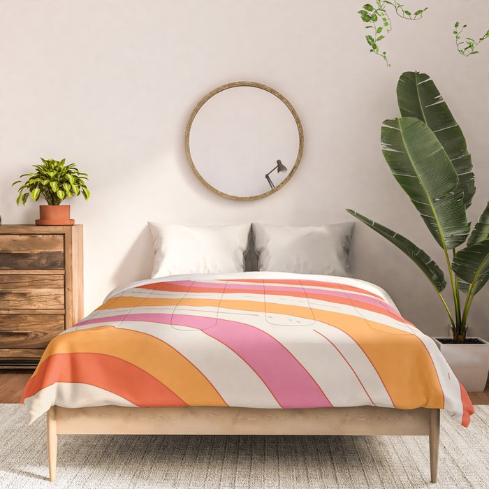 Orange Pink Abstract Retro 70s Comforter Gallery Image 3