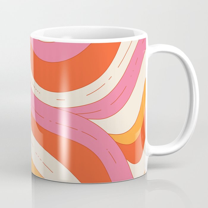 Orange Pink Abstract Retro 70s Coffee Mug Gallery Image 1